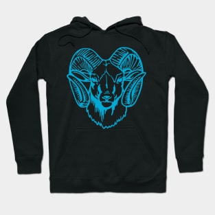 Mascot Head of a Ram (Drawing - Illustration) Iris Blue Hoodie